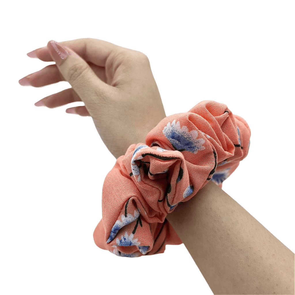 Printed Fabric Handmade Scrunchie – on hand – Floral Design