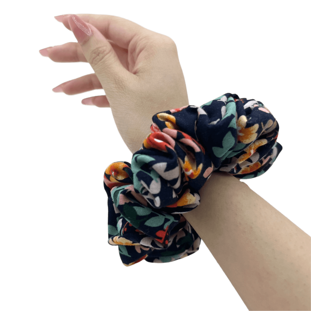 Printed Fabric Handmade Scrunchie – on hand – Floral Design