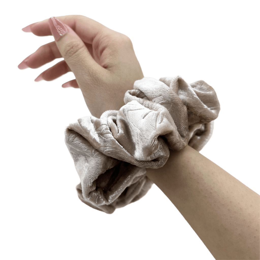 Velvet Handmade Scrunchie – on hand – French Vanilla Color
