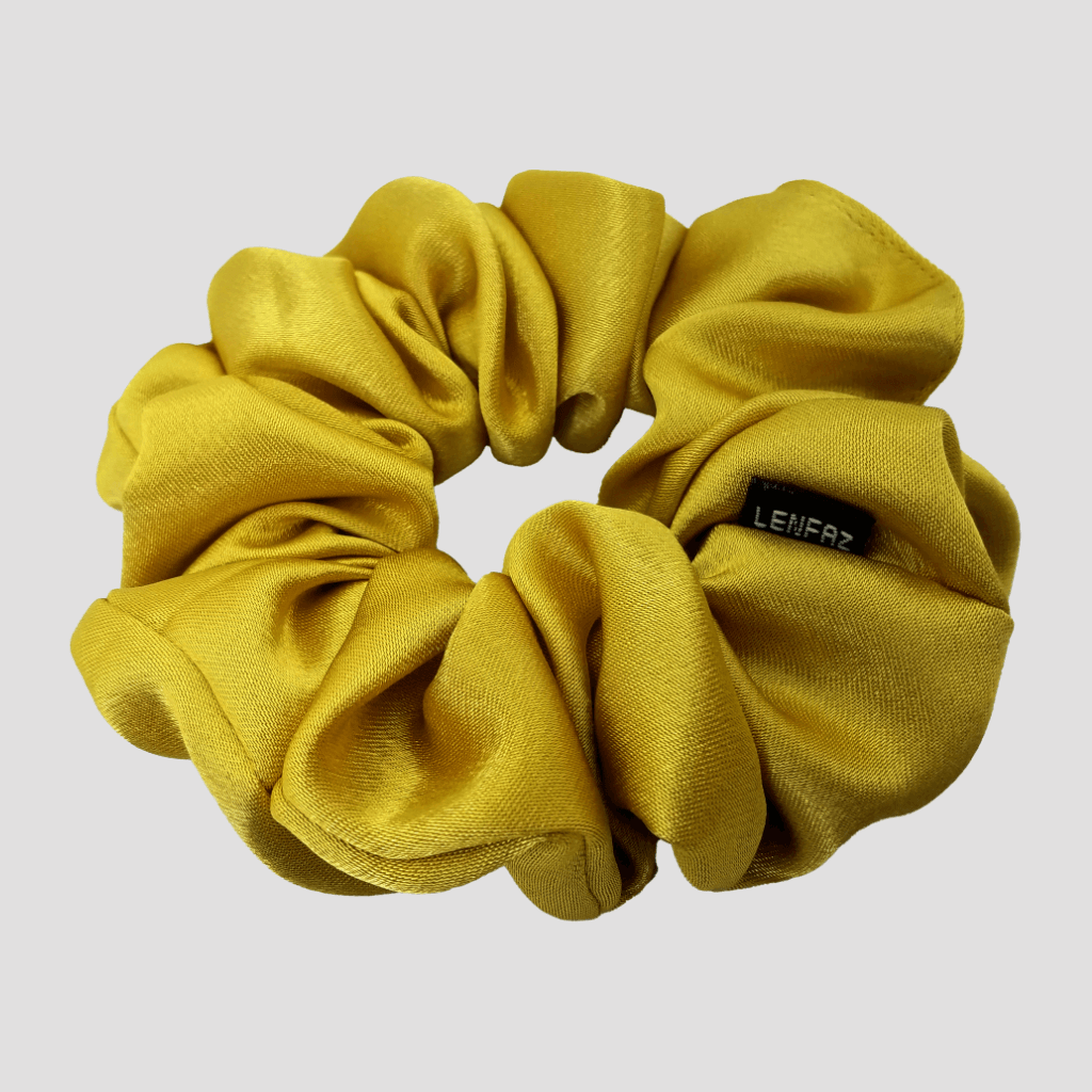 Luxury Gold Satin Silk Scrunchie - Champagne Gold Mini Perfume Spray Btl.