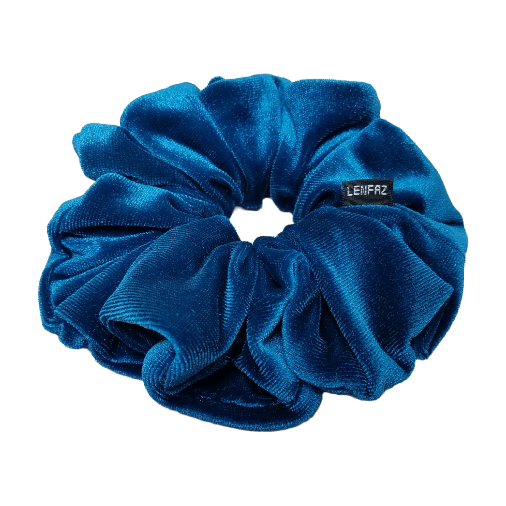 Velvet Scrunchie - Handmade – Peacock Blue Color