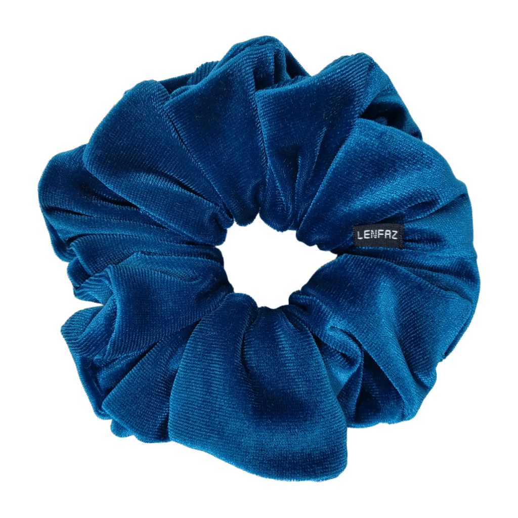 Velvet Scrunchie - Handmade – Peacock Blue Color