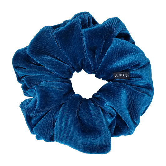 Velvet Scrunchie - Handmade – Peacock Blue Color