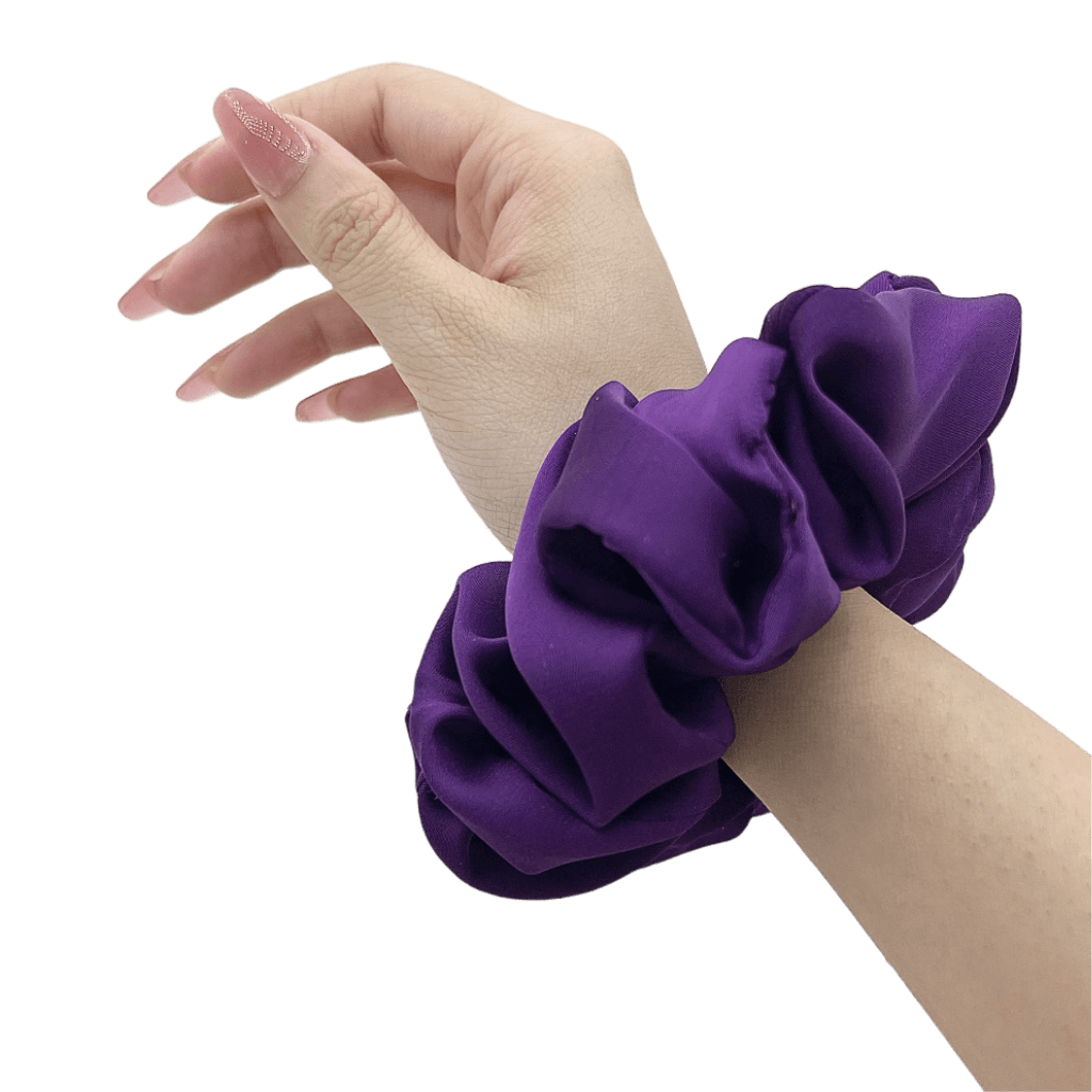 Matte Silk Handmade Scrunchie – On Hand– Plum Purple Color