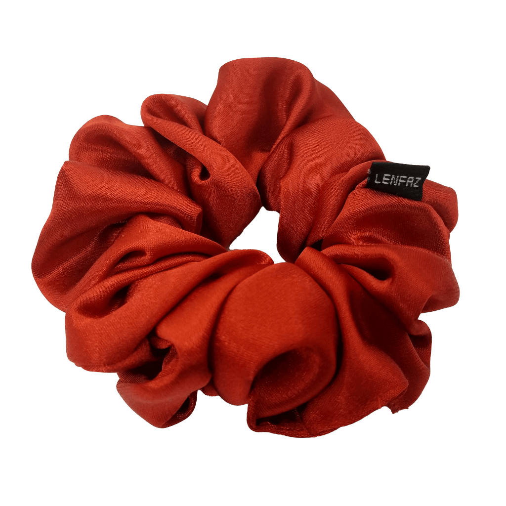 Satin Silk Scrunchie - Handmade – Crimson Red Color