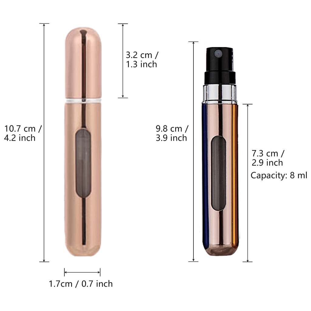 8ml Mini Perfume - Refillable Spray Bottle – Measurements