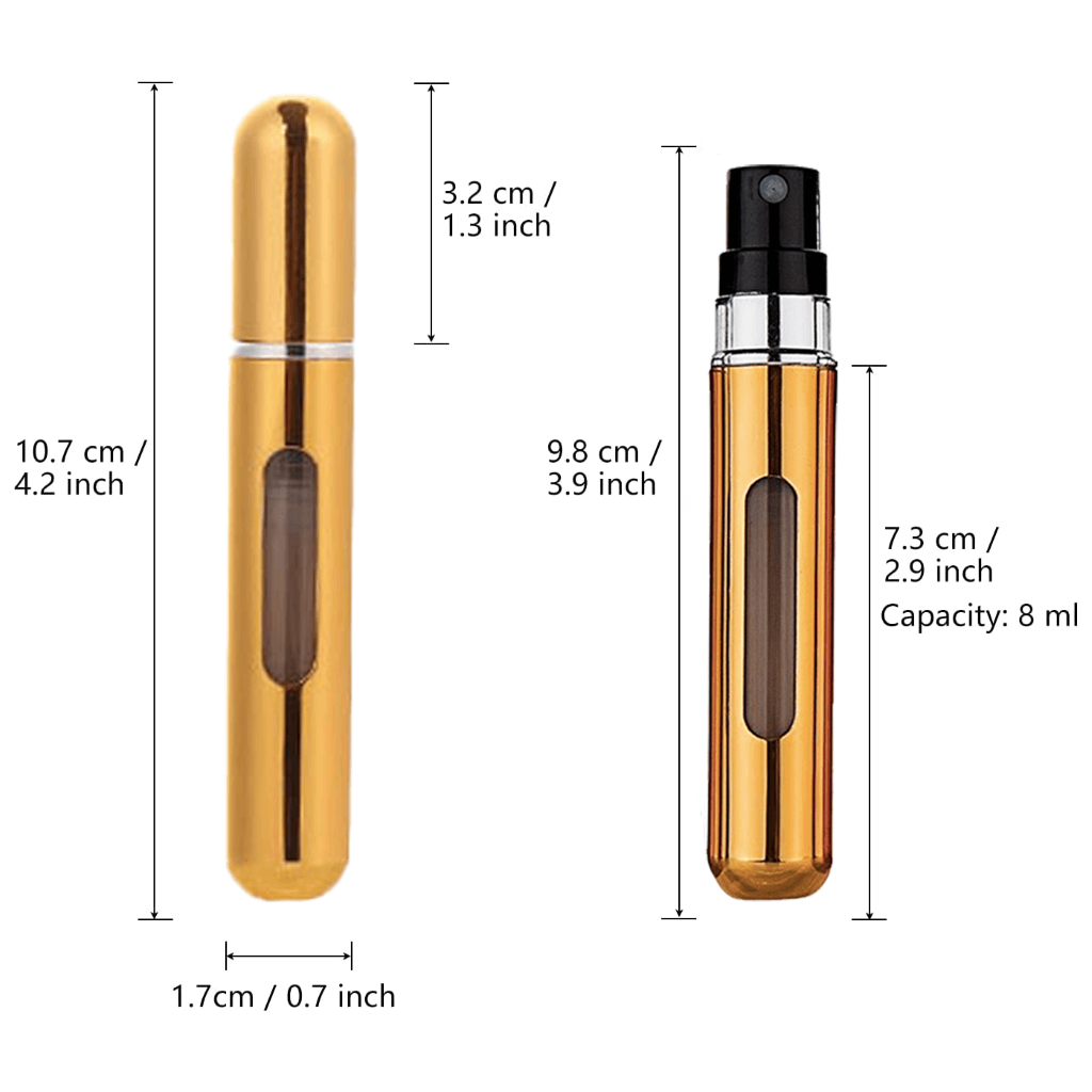 8ml Mini Perfume - Refillable Spray Bottle – Measurements