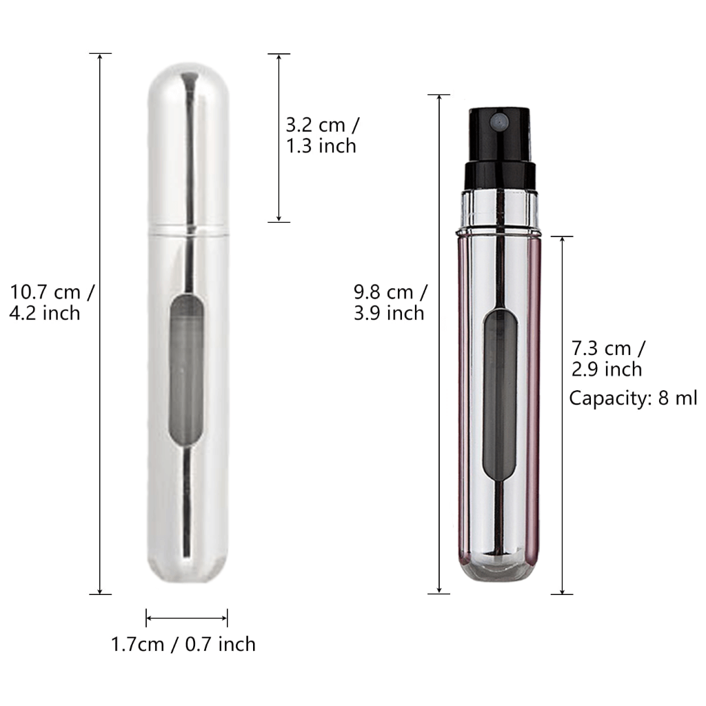 8ml Mini Perfume - Refillable Spray Bottle – Measurements