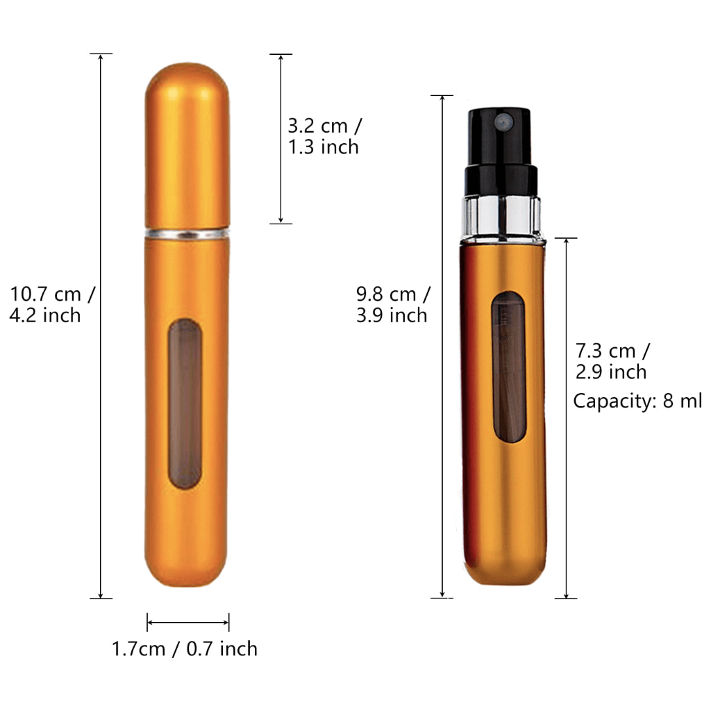 8ml Mini Perfume - Refillable Spray Bottle – Measurements