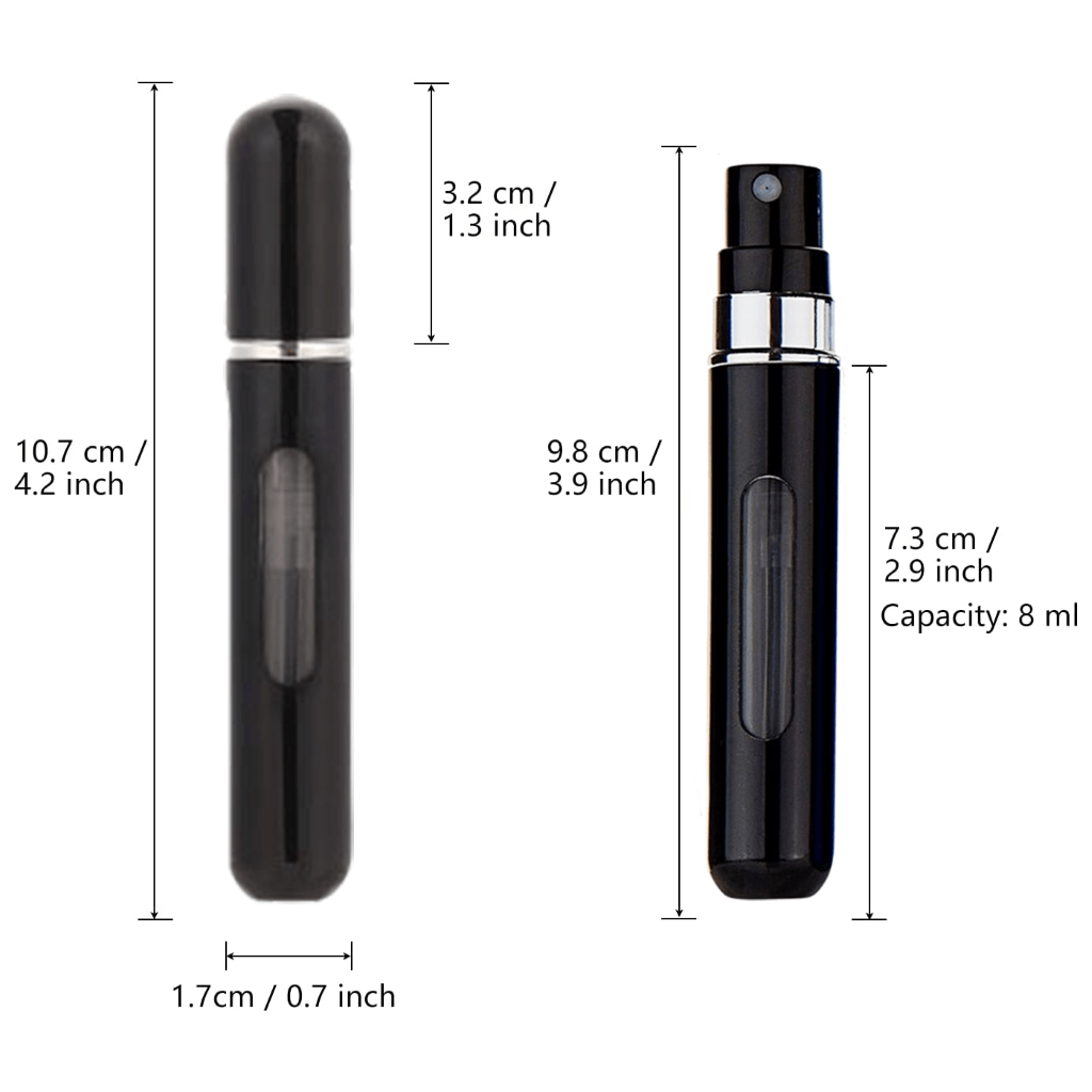 8ml Mini Perfume - Refillable Spray Bottle – Measurements
