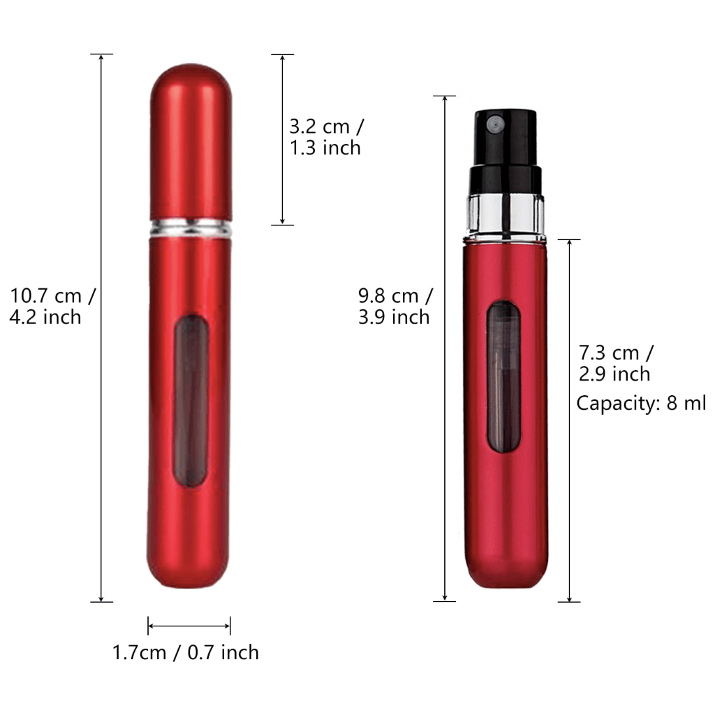 8ml Mini Perfume - Refillable Spray Bottle – Measurements