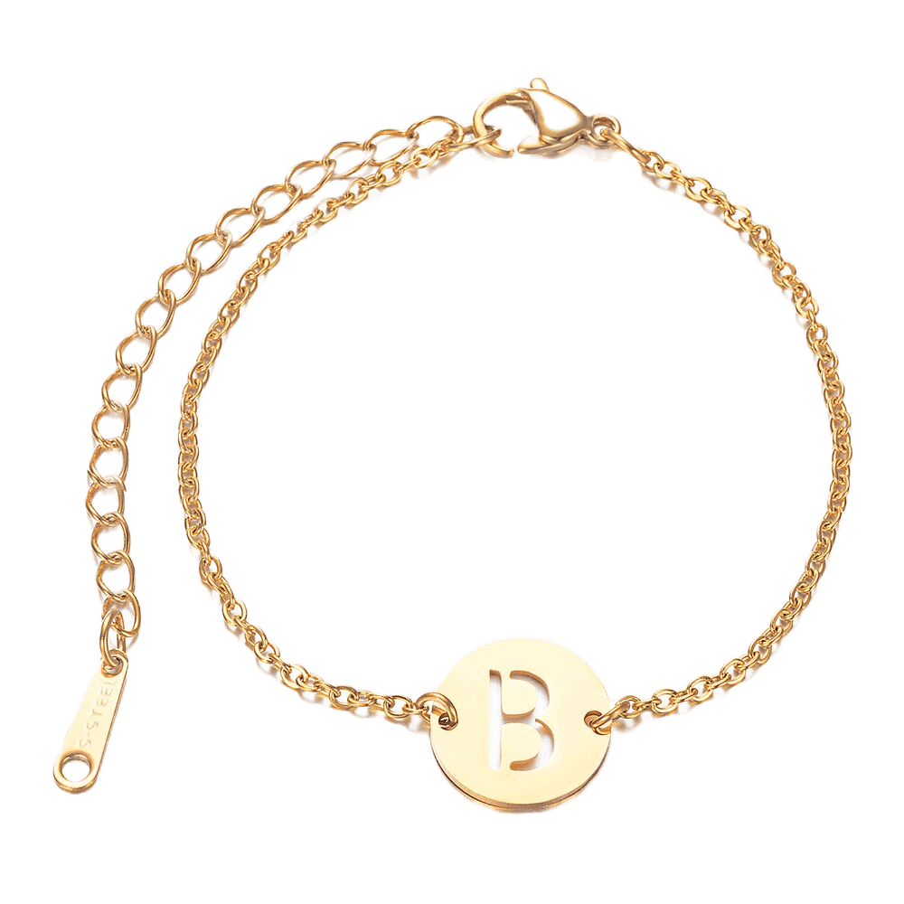 Alphabet Bracelet - Gold Plated - with letter B Pendent