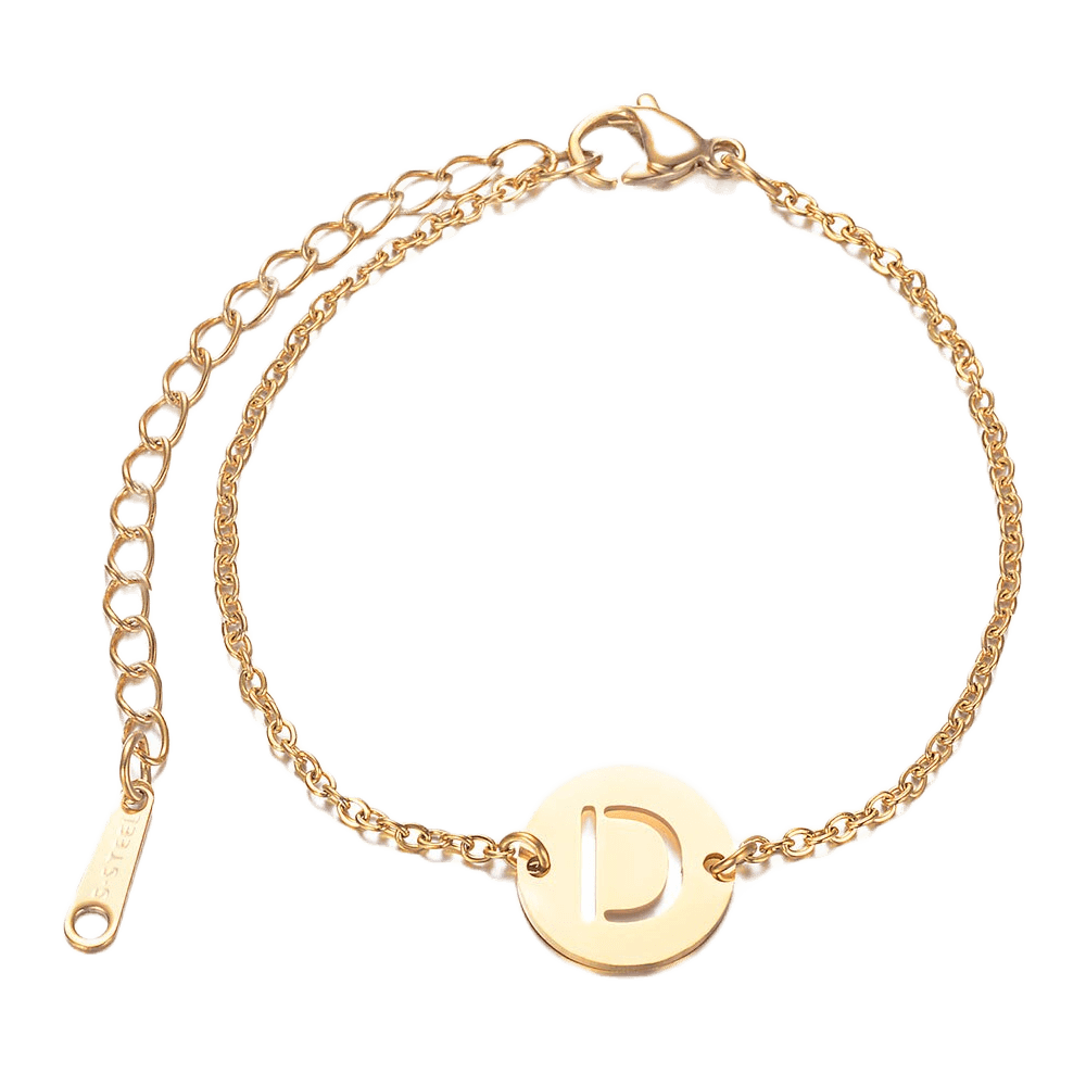 Alphabet Bracelet - Gold Plated - with letter D Pendent