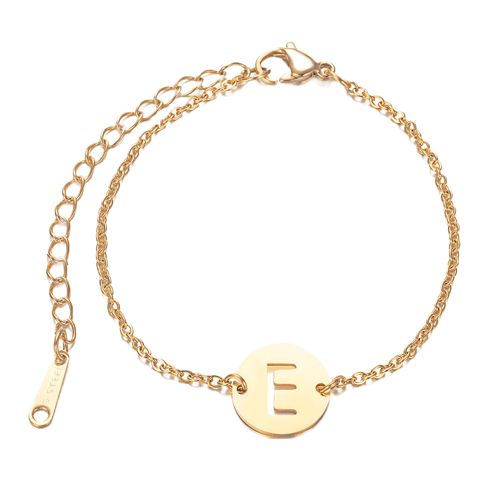 Alphabet Bracelet Gold Plated Letter E