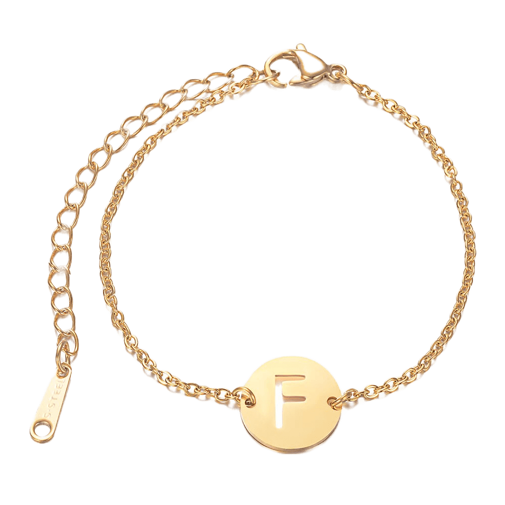 Alphabet Bracelet - Gold Plated - with letter F Pendent