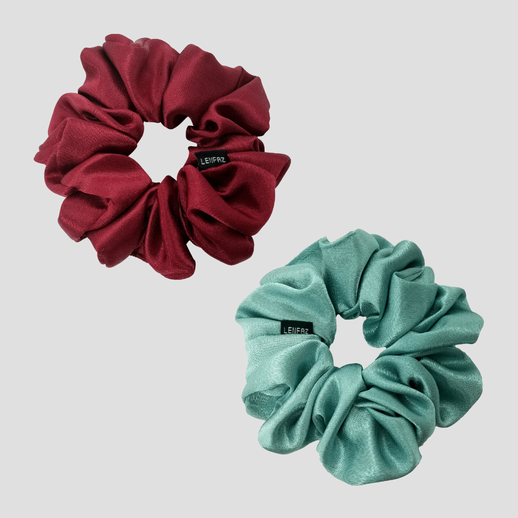 2 Satin Silk Handmade Scrunchies - Gift Set
