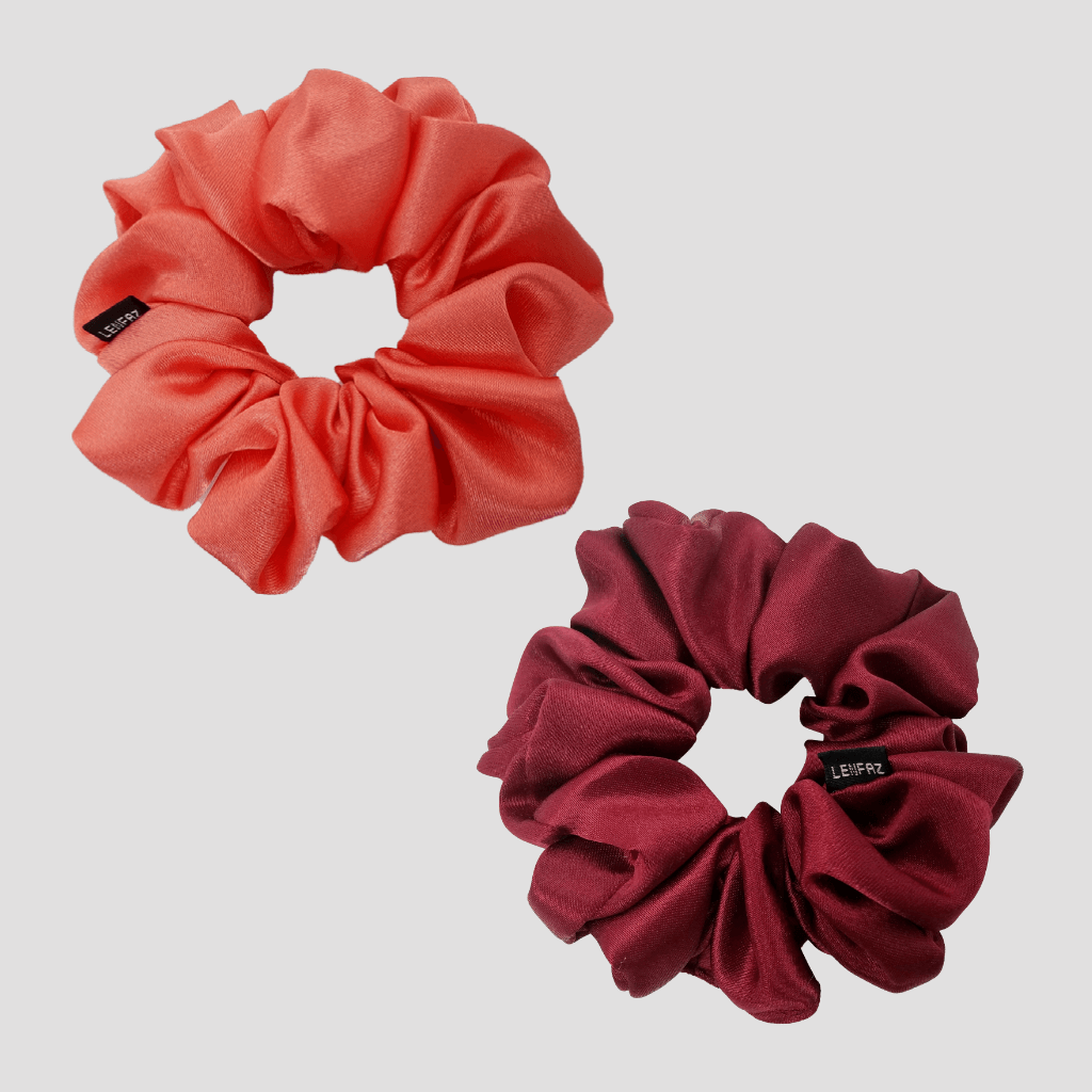 2 Satin Silk Handmade Scrunchies - Gift Set