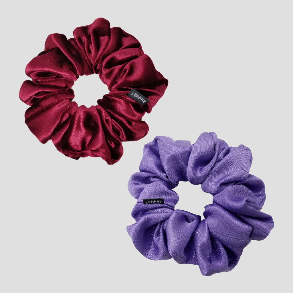 1 Velvet 1 Satin Silk Scrunchies Gift Set