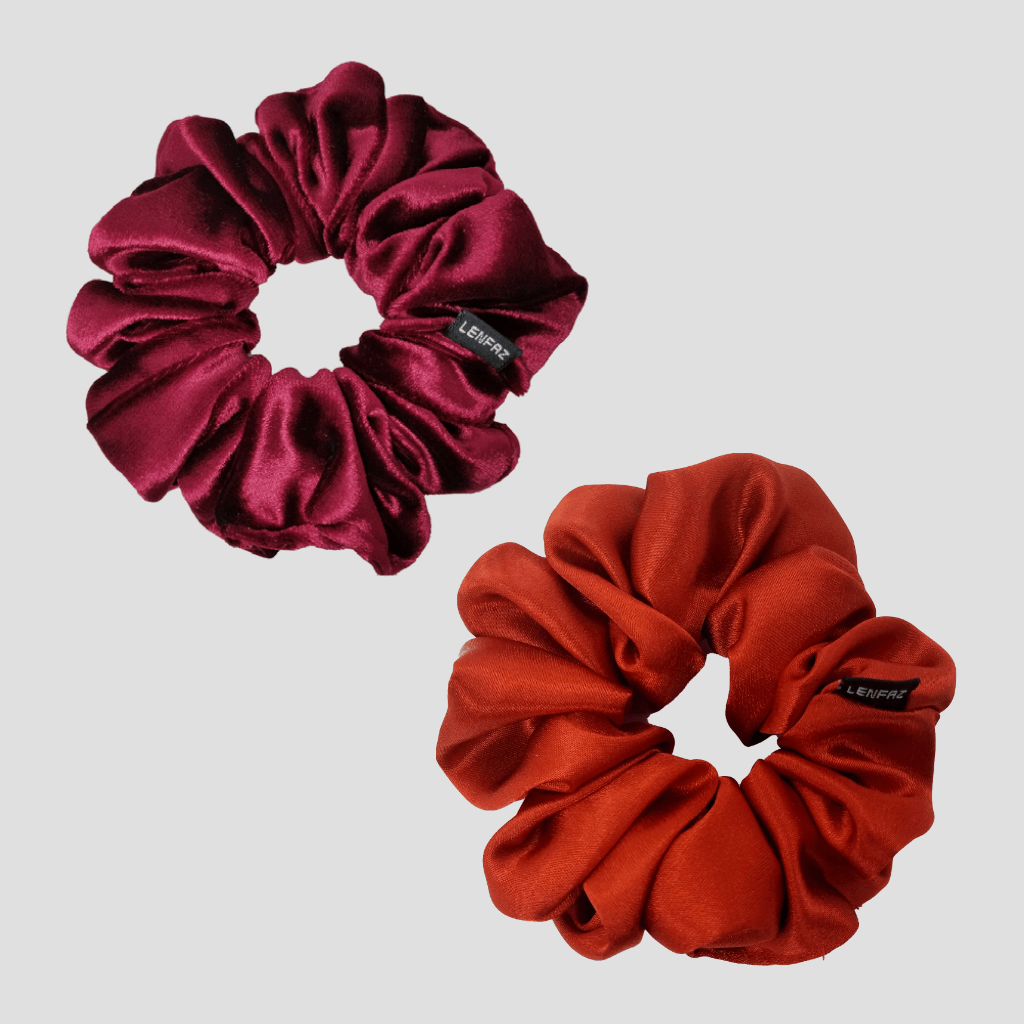 1 Velvet 1 Satin Silk Scrunchies Gift Set