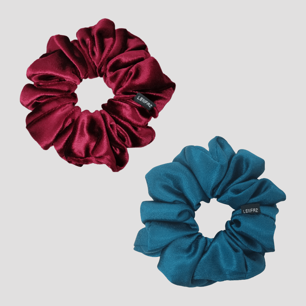1 Velvet 1 Satin Silk Scrunchies Gift Set