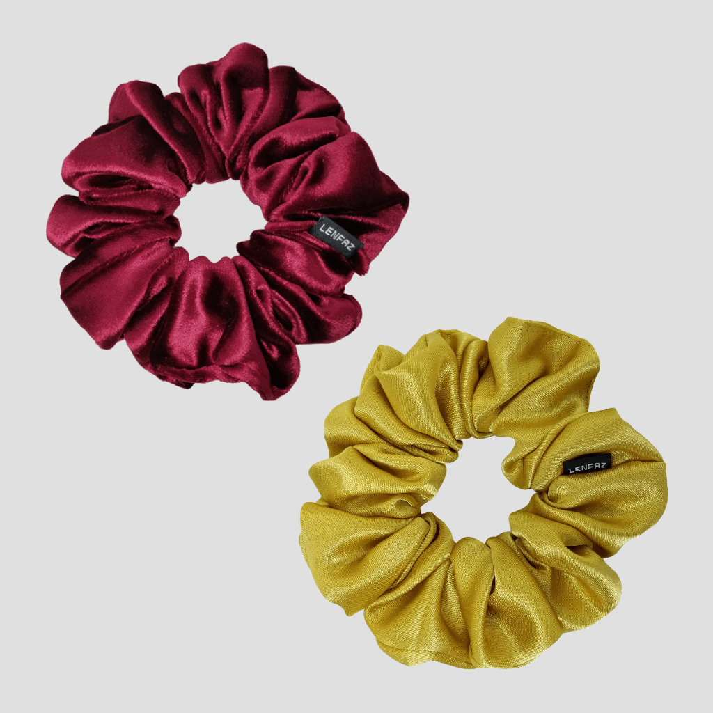 1 Velvet 1 Satin Silk Scrunchies Gift Set