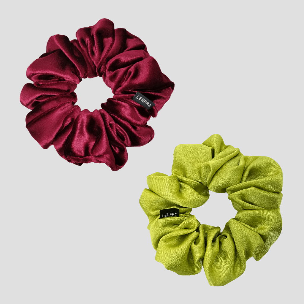1 Velvet 1 Satin Silk Scrunchies Gift Set