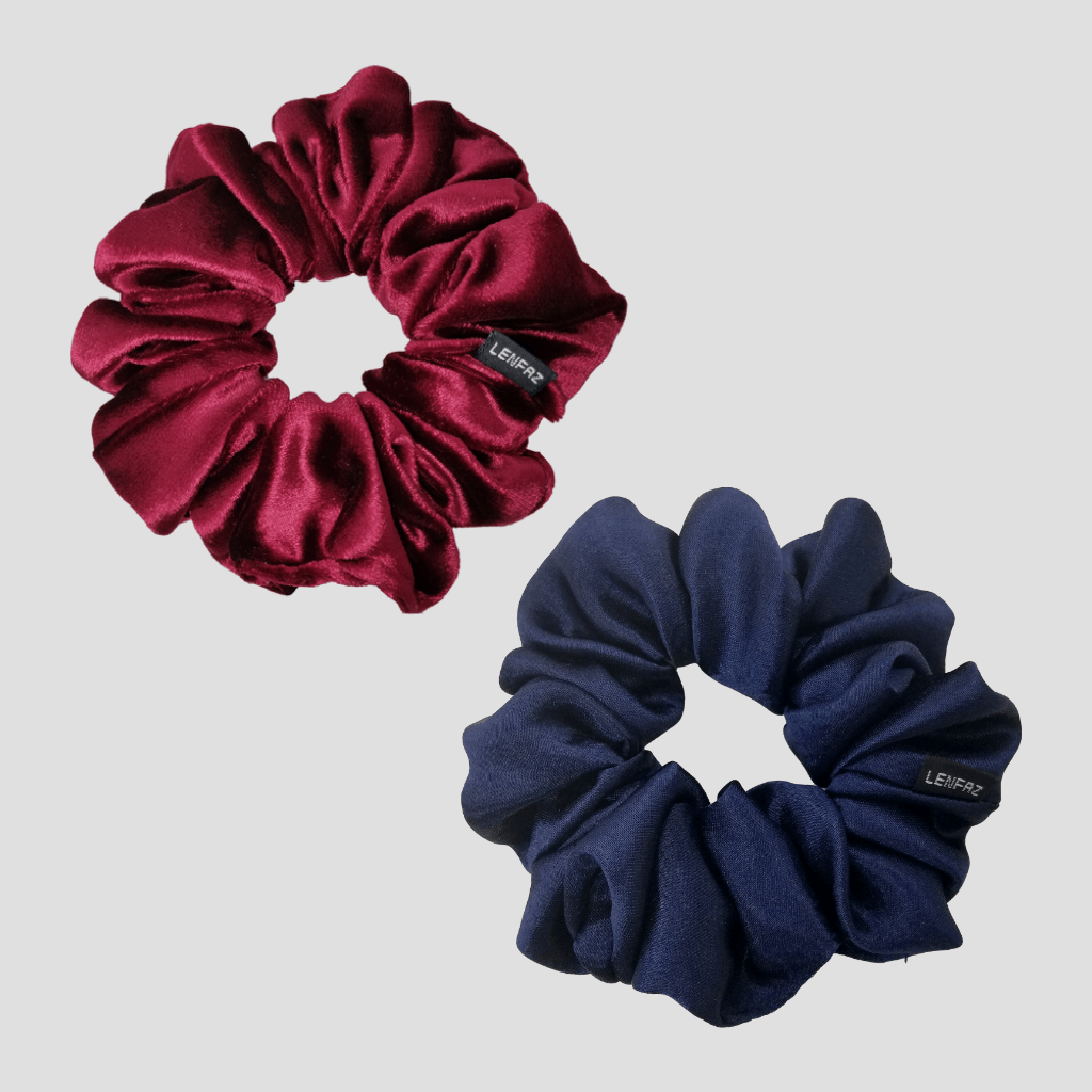1 Velvet 1 Satin Silk Scrunchies Gift Set