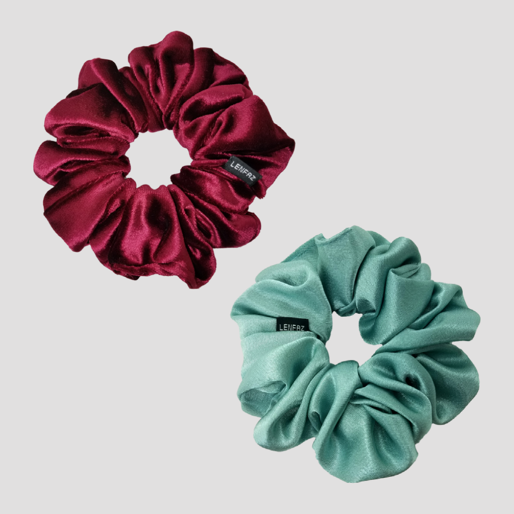 1 Velvet 1 Satin Silk Scrunchies Gift Set