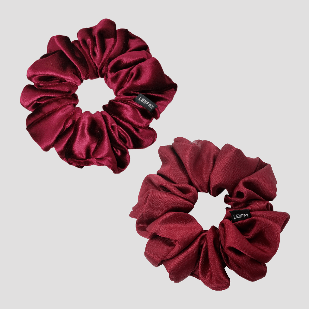 1 Velvet 1 Satin Silk Scrunchies Gift Set