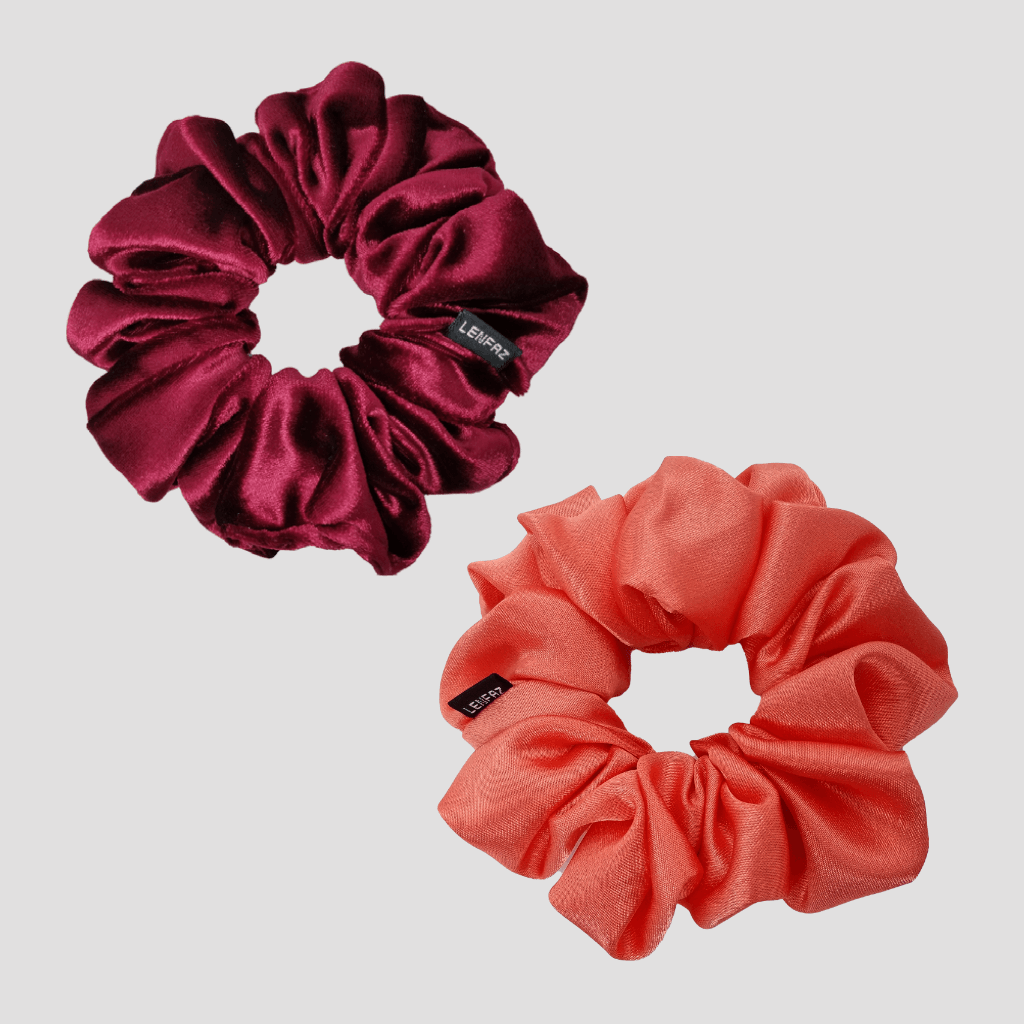 1 Velvet 1 Satin Silk Scrunchies Gift Set