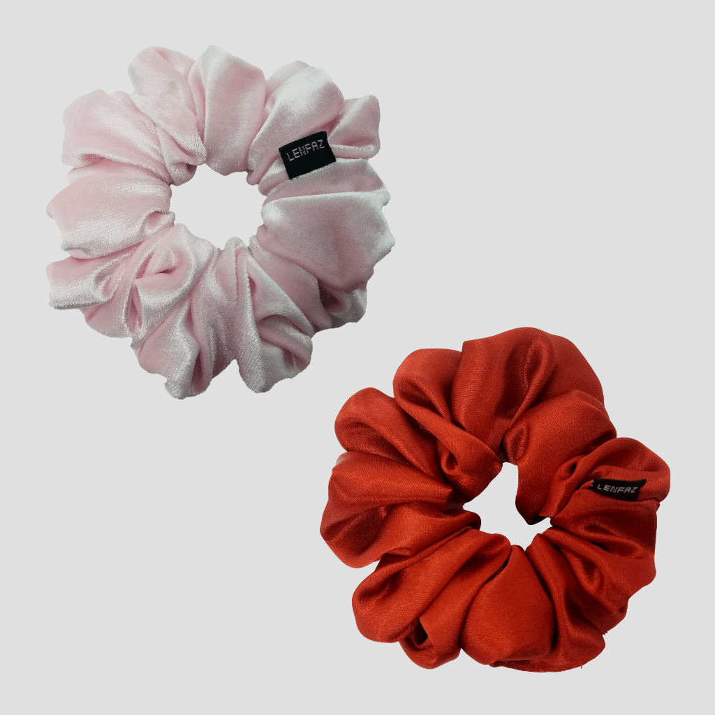 1 Velvet 1 Satin Silk Scrunchies Gift Set
