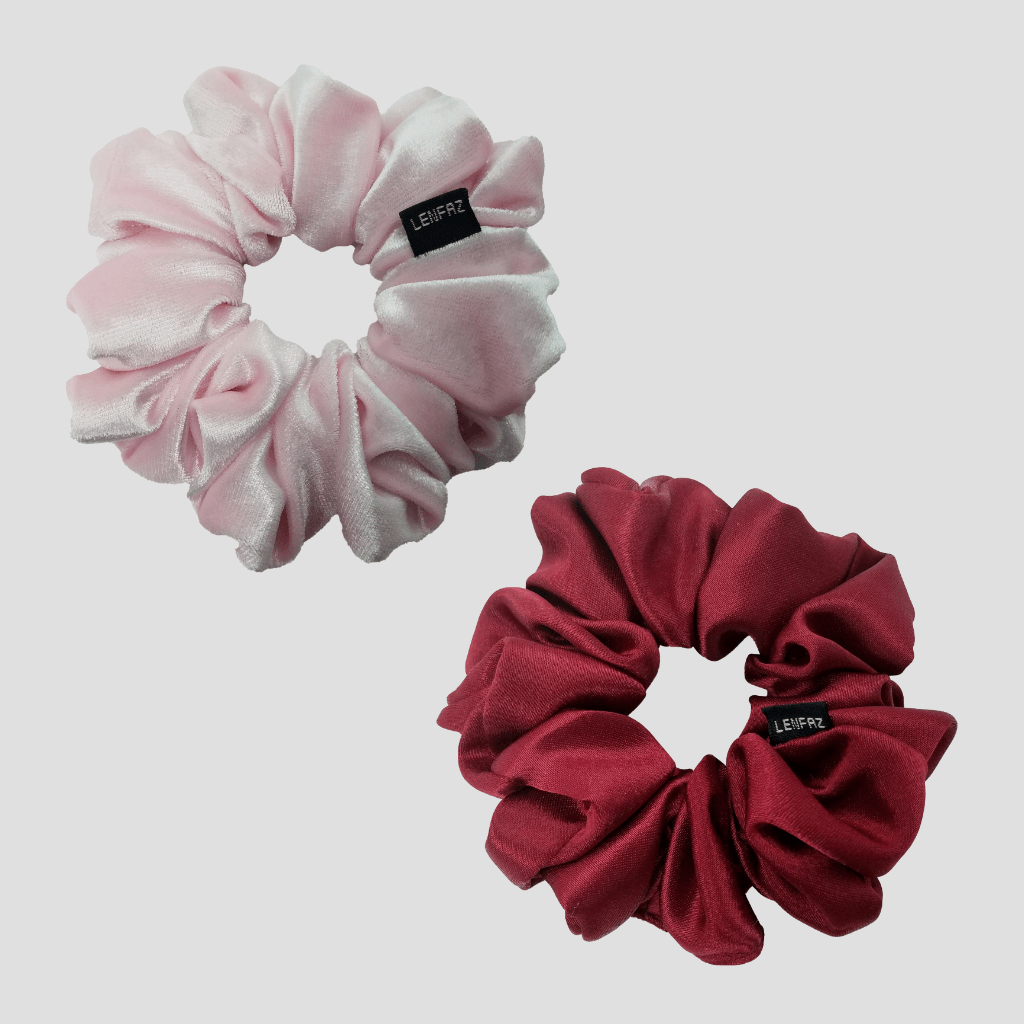 1 Velvet 1 Satin Silk Scrunchies Gift Set