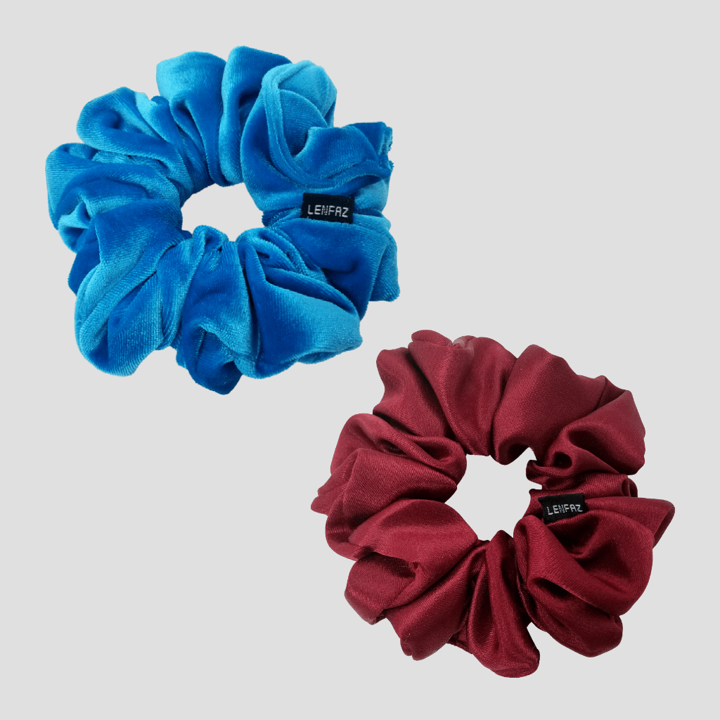 1 Velvet 1 Satin Silk Scrunchies Gift Set