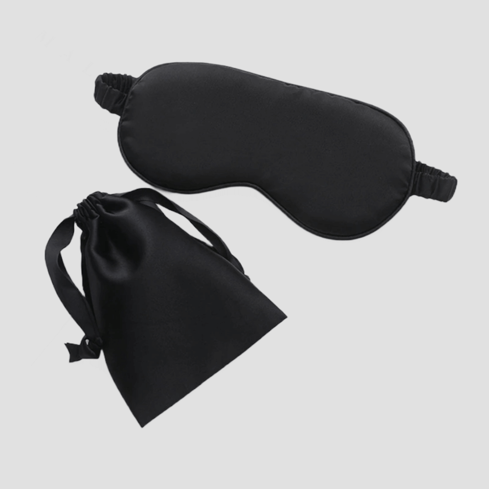 Sleep Eye Mask – with matching pouch - Satin Silk – Black Color