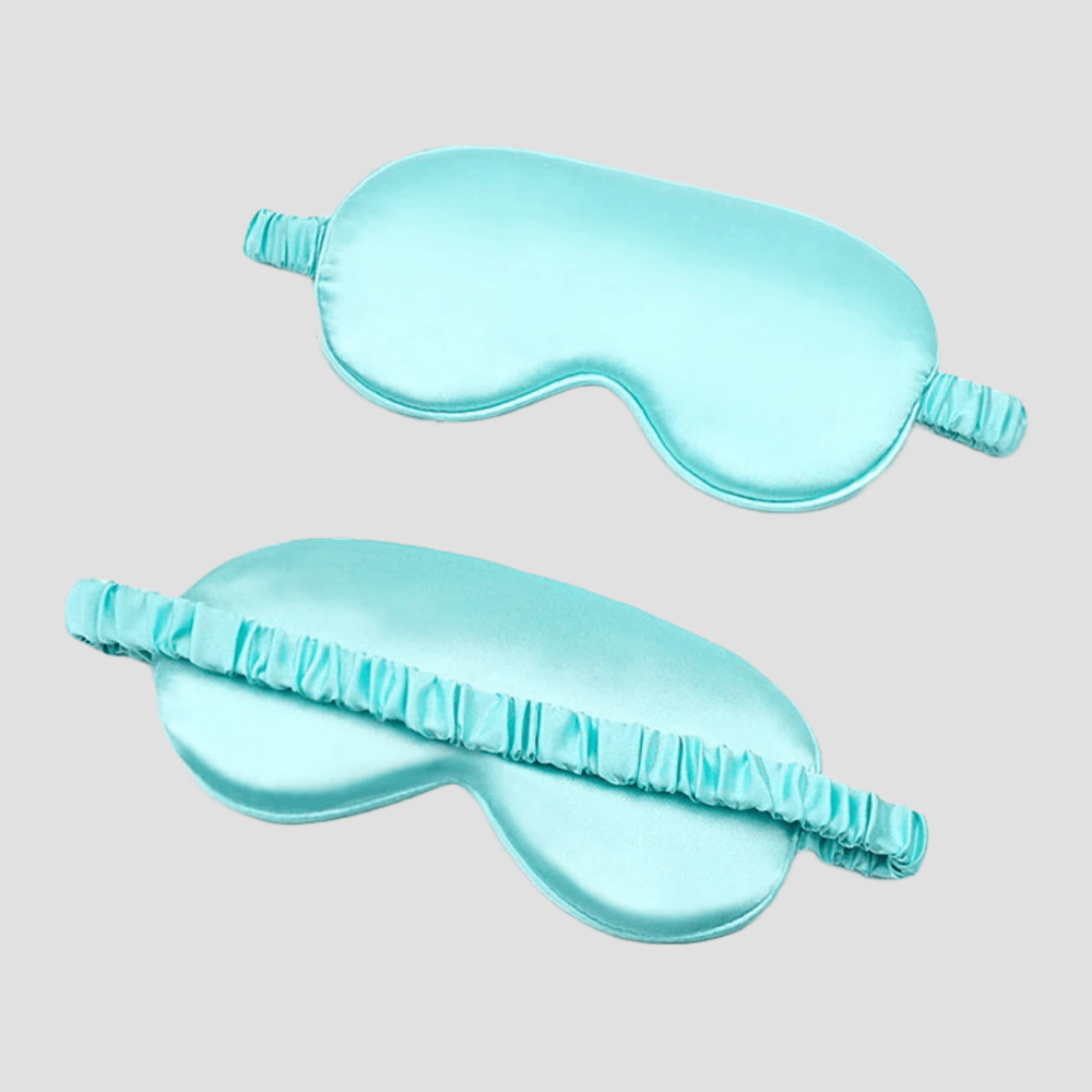 Sleep Eye Mask – with matching pouch - Satin Silk – Cyan Color