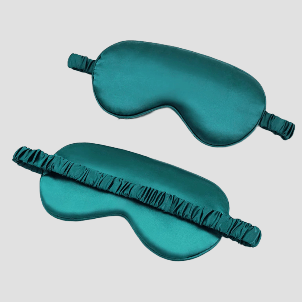 Sleep Eye Mask – with matching pouch - Satin Silk – Dark Green Color