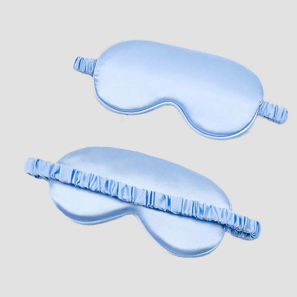 Sleep Eye Mask – with matching pouch - Satin Silk – Light Blue Color