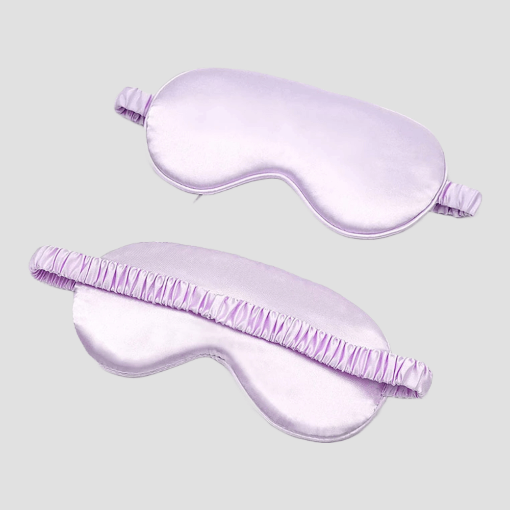 Sleep Eye Mask – with matching pouch - Satin Silk – Light Purple Color
