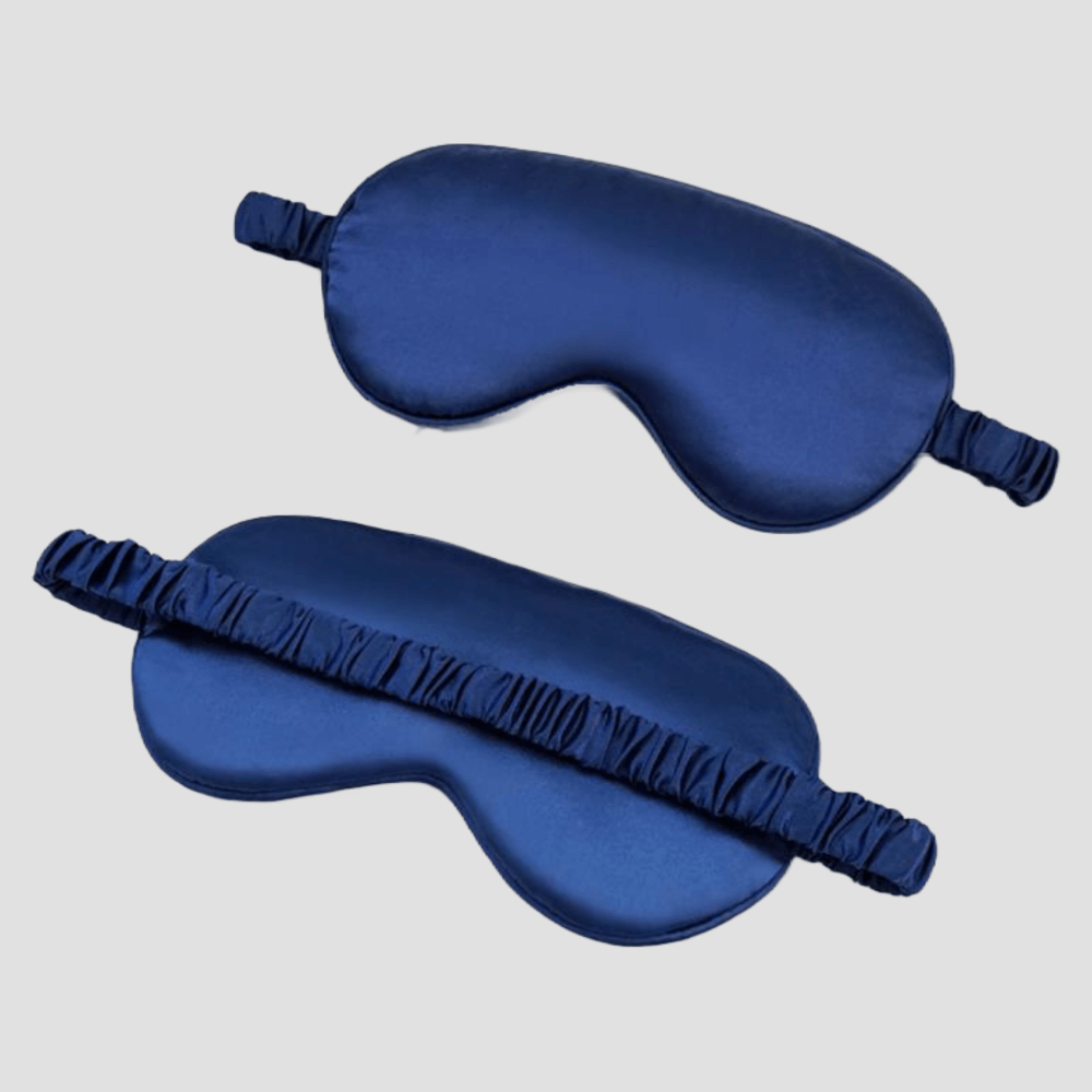Sleep Eye Mask – with matching pouch - Satin Silk – Navy Blue Color