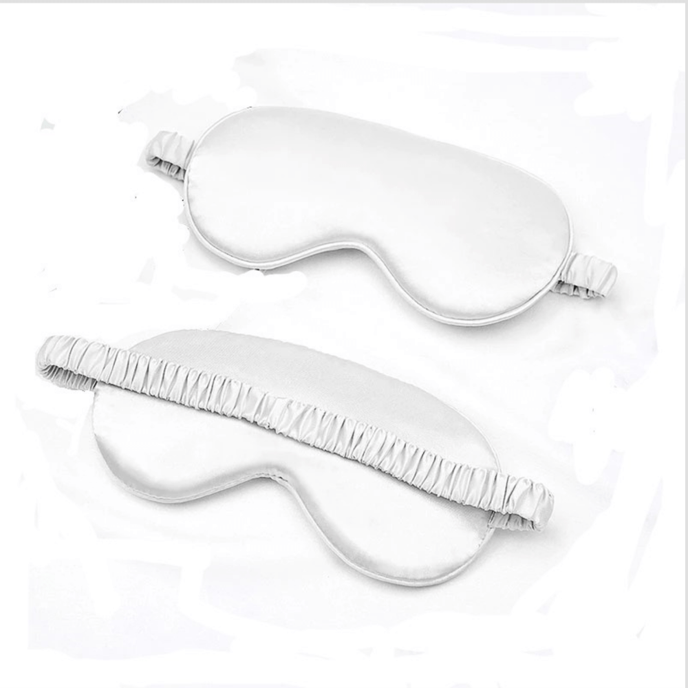 Sleep Eye Mask – with matching pouch - Satin Silk – White Color
