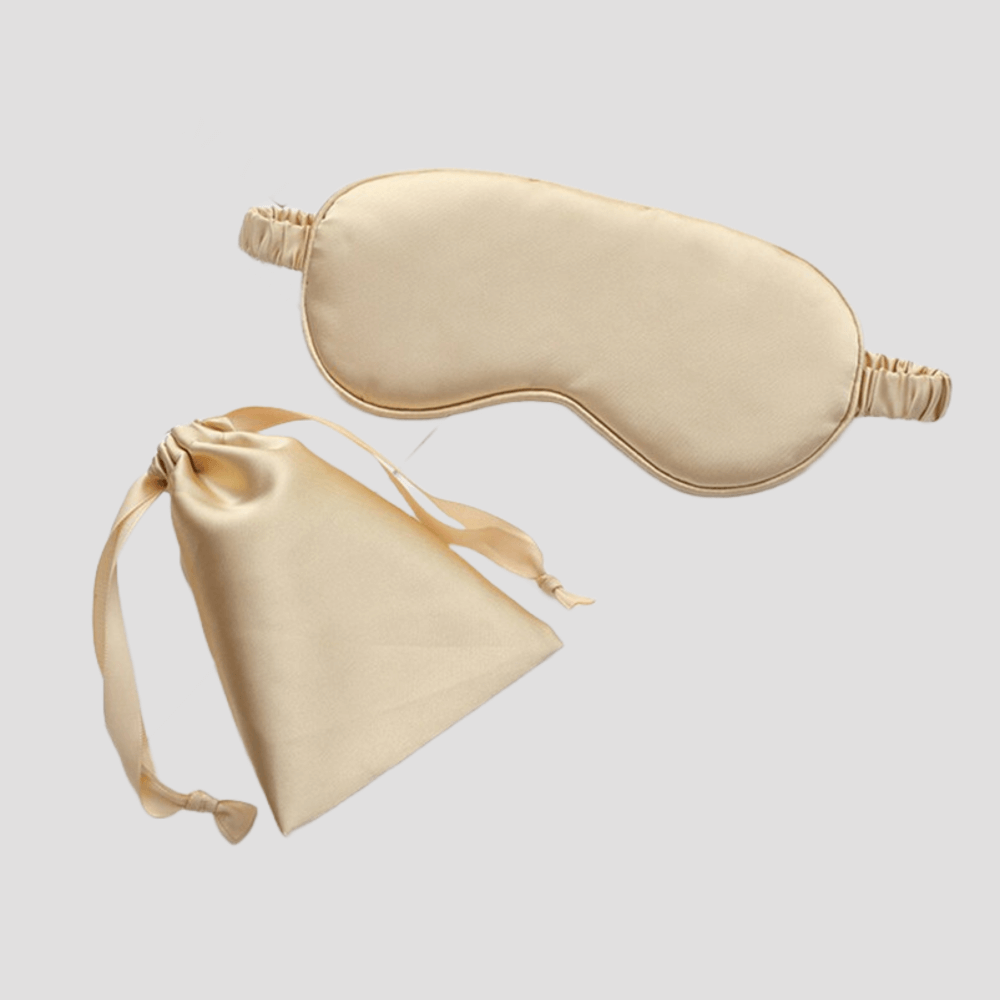 Sleep Eye Mask – with matching pouch - Satin Silk – Golden Color