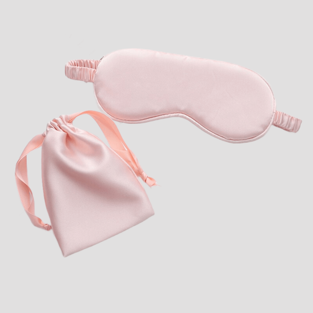 Sleep Eye Mask – with matching pouch - Satin Silk – Gold Pink Color