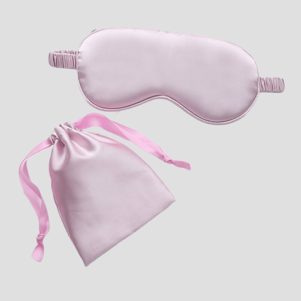 Sleep Eye Mask – with matching pouch - Satin Silk – Light Purple Color