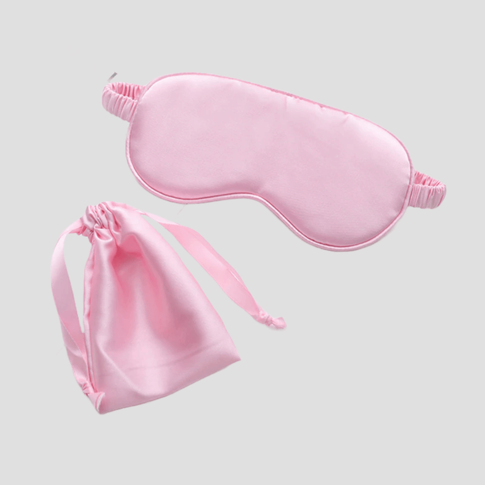 Sleep Eye Mask – with matching pouch - Satin Silk – Pink Color