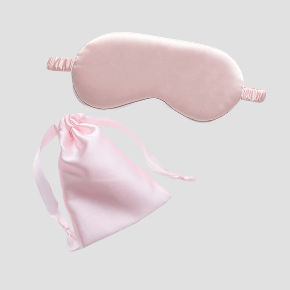 Sleep Eye Mask – with matching pouch - Satin Silk – Pink Bord Color