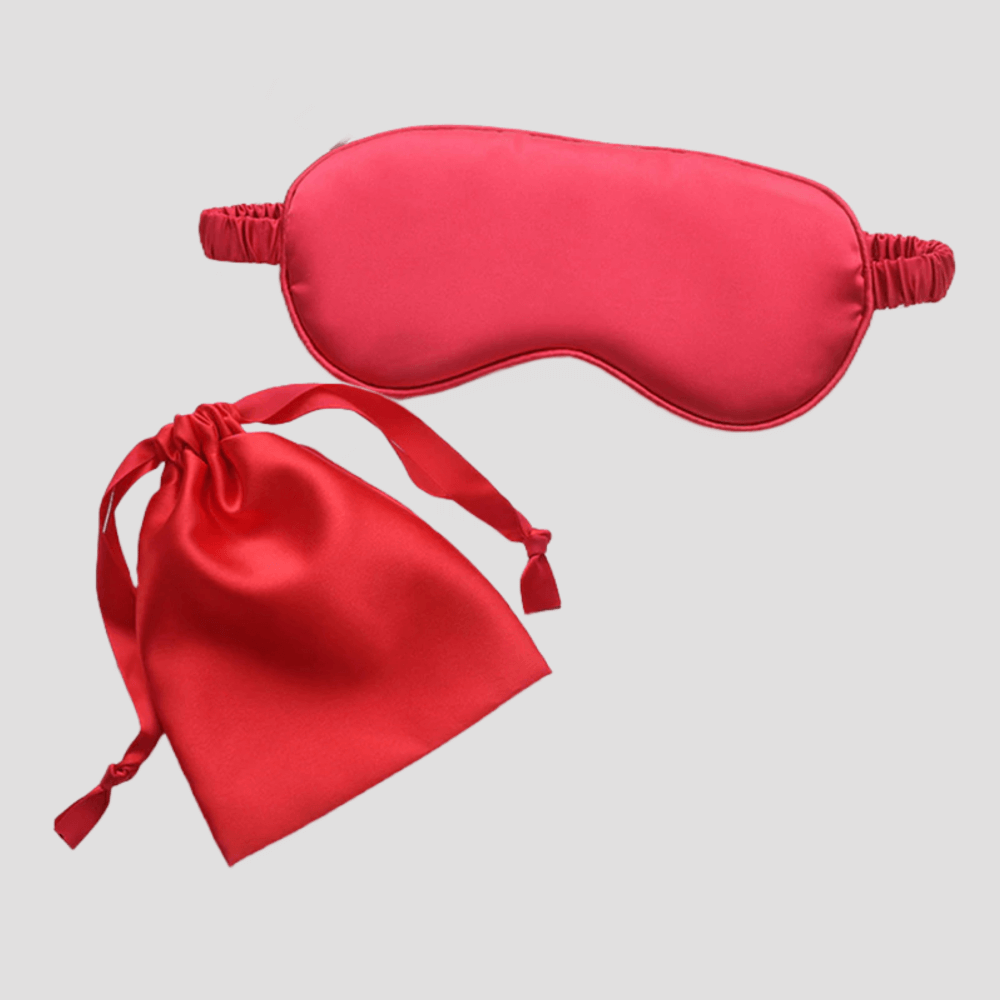 Sleep Eye Mask – with matching pouch - Satin Silk – Red Color