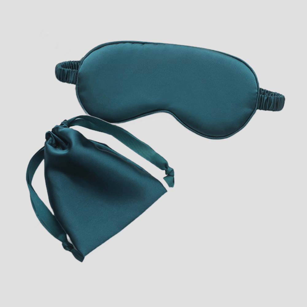 Sleep Eye Mask – with matching pouch - Satin Silk – Teal Color