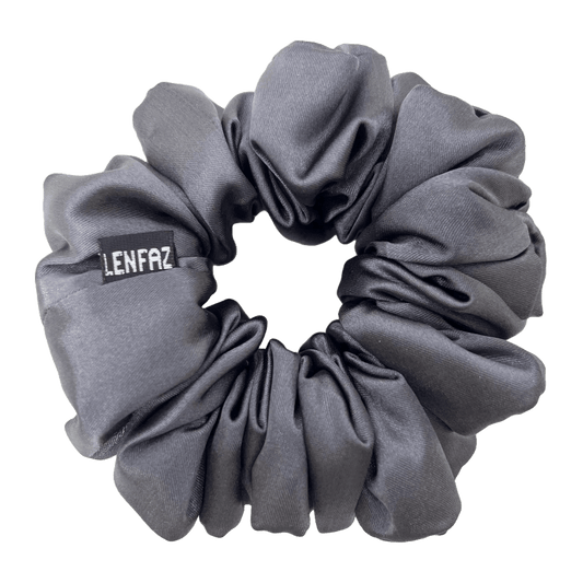 Charcoal Grey Satin Silk Scrunchie