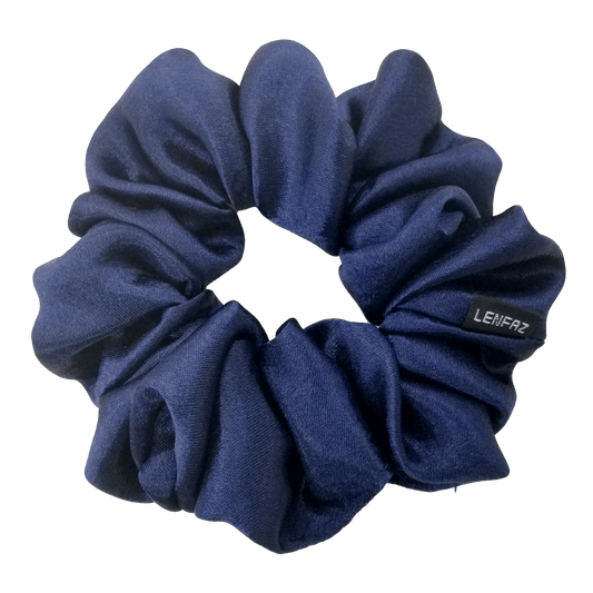 Midnight Blue Satin Silk Scrunchie