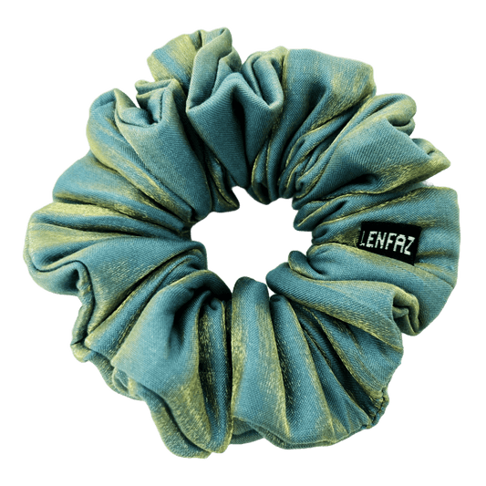 Two-Tone Teal Satin Silk Scrunchie